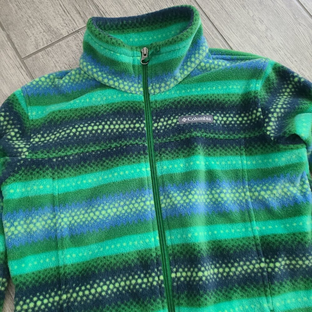 Columbia kids fleece zippered sweater green and black size L 14/16 - Picture 3 of 10